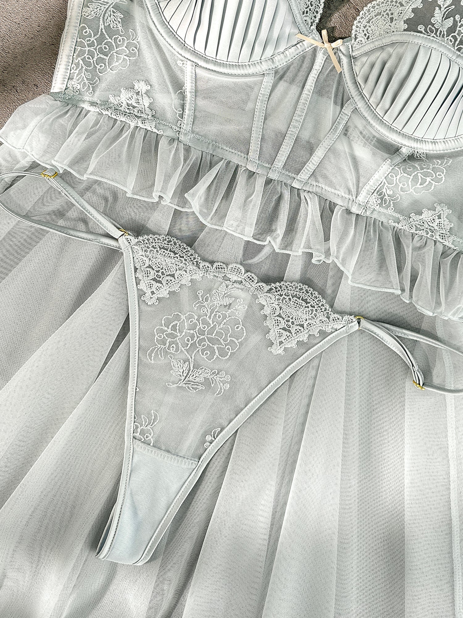 Elegant Embroidered Lace Slip Dress Polyester Elastane Hello.LA.Girl